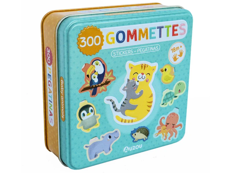 Boîte de gommettes métal – Les bébés animaux - Auzou