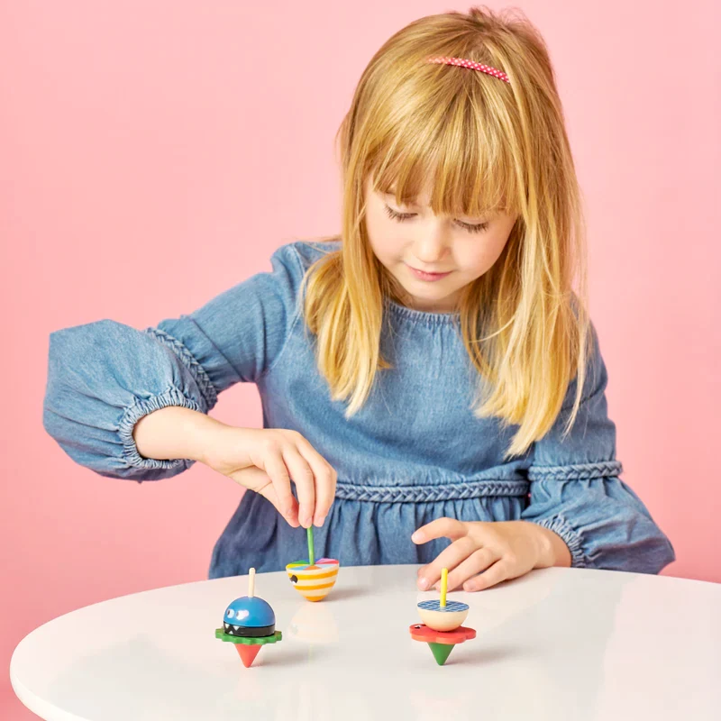 Wooden Dizzy Monster Spinning Top - 1 random style