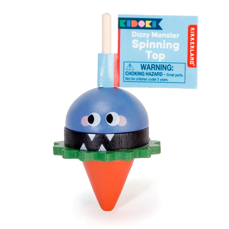 Wooden Dizzy Monster Spinning Top - 1 random style