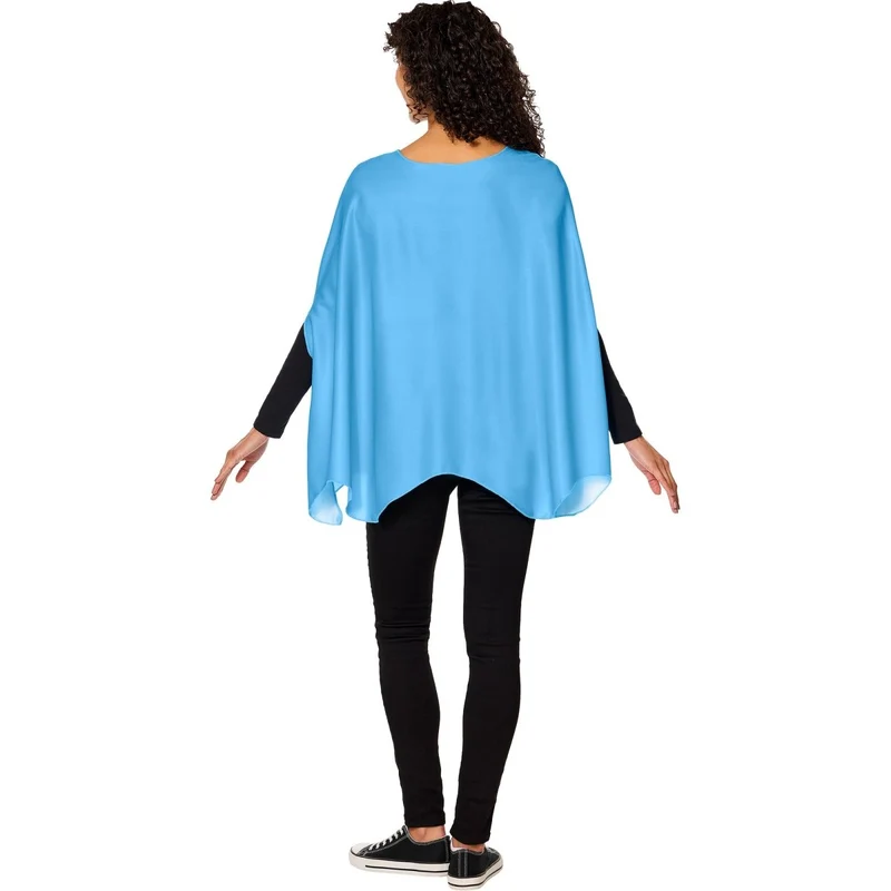 Pac-Man Inky Blue Ghost Poncho Costume for Adults
