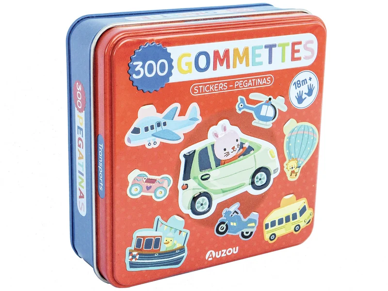 Boîte de gommettes métal – Les transports - Auzou