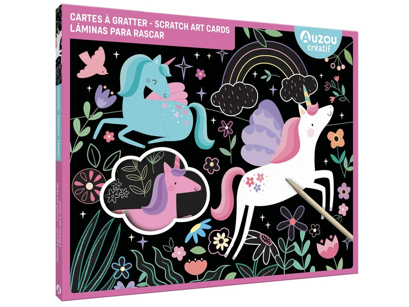 Ma pochette d’artiste – Mes cartes à gratter licornes - Auzou