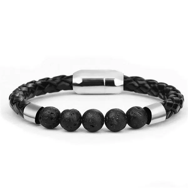 Bracelet Cuir Pierre de Lave