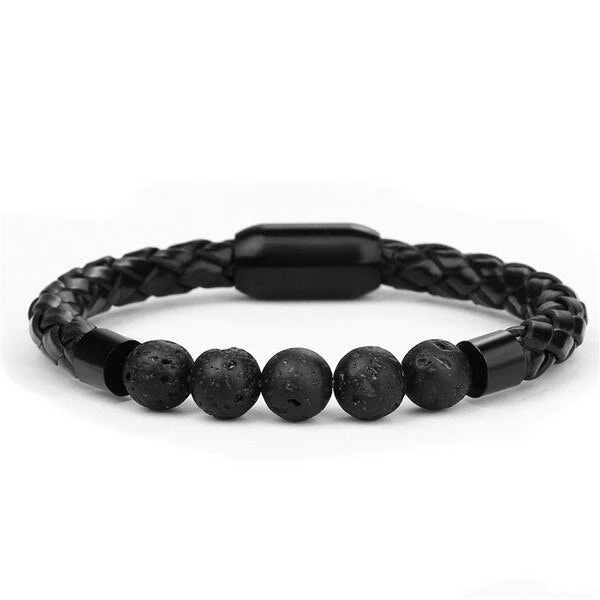 Bracelet Cuir Pierre de Lave