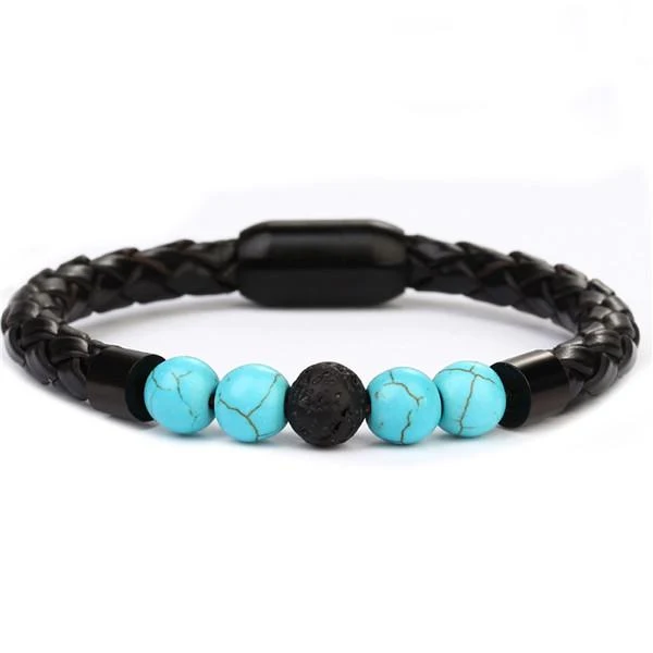Bracelet Stress Cuir Turquoise