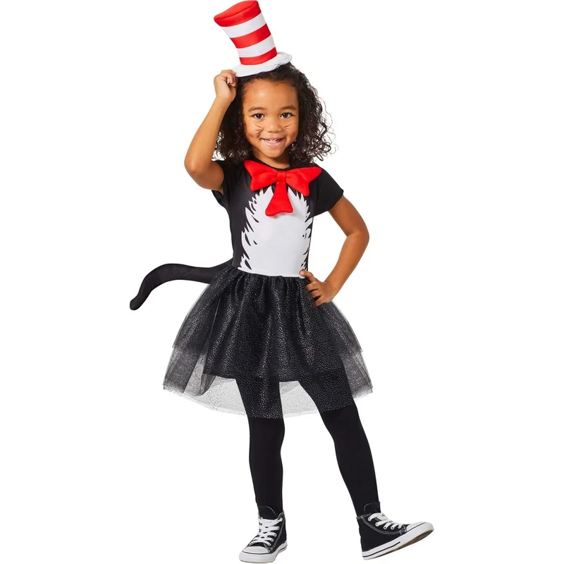 Dr. Seuss Cat in the Hat Costume for Toddlers, Dress and Mini Hat