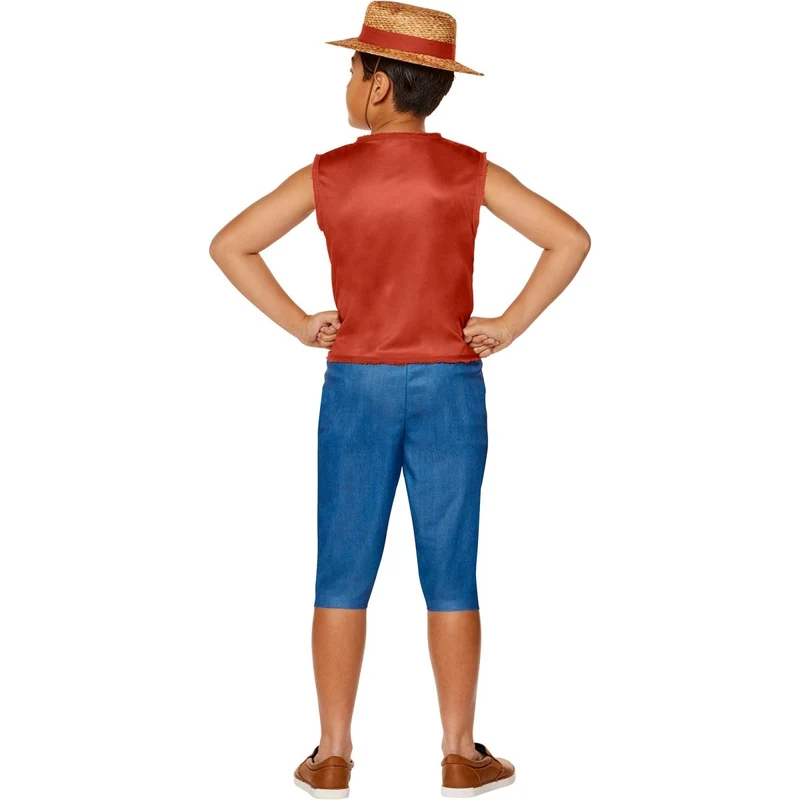 One Piece Luffy Costume for Kids, Vest, Short and Hat