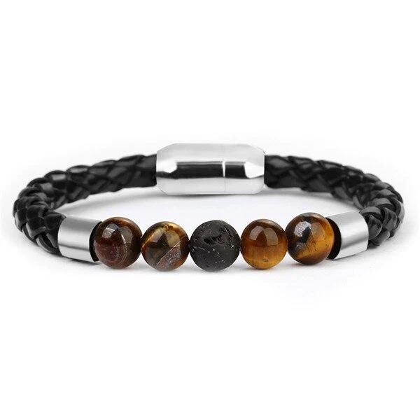 Bracelet Cuir Pierre Anti-Stress