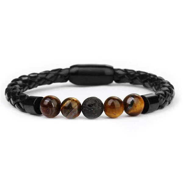 Bracelet Cuir Pierre Anti-Stress