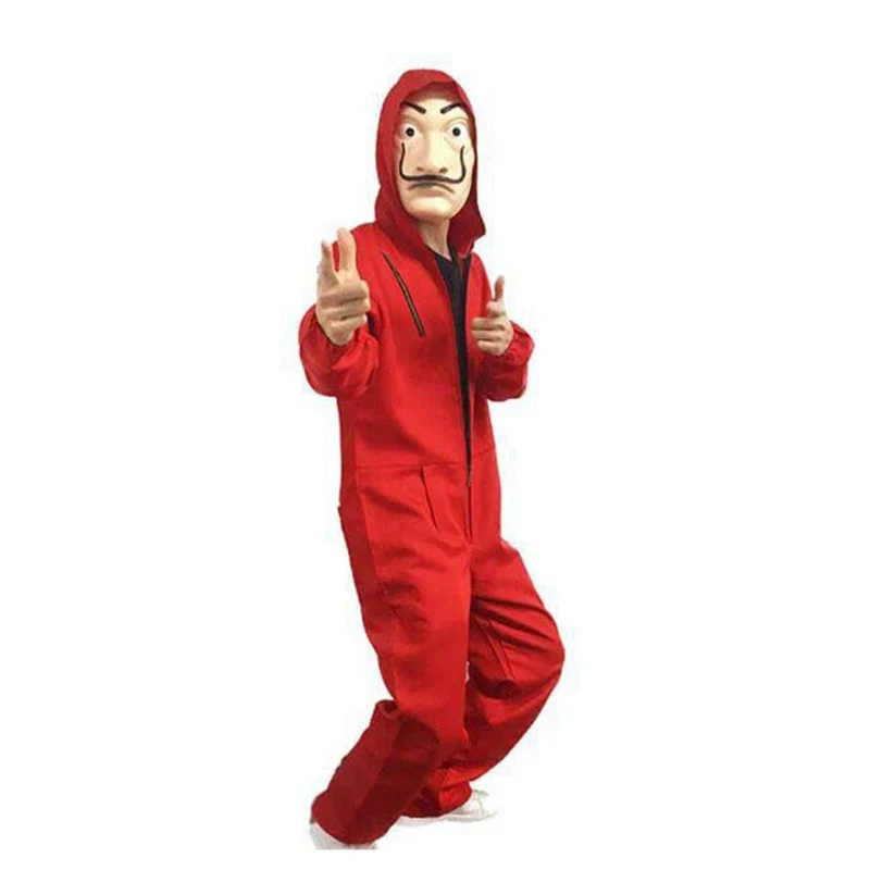 Red Jumpsuit Costume for Adults, La Case De Papel Inspired, Red Jumpsuit and Mask