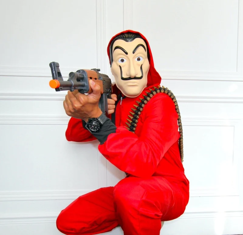 Red Jumpsuit Costume for Adults, La Case De Papel Inspired, Red Jumpsuit and Mask