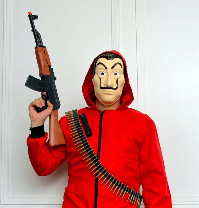 Red Jumpsuit Costume for Adults, La Case De Papel Inspired, Red Jumpsuit and Mask