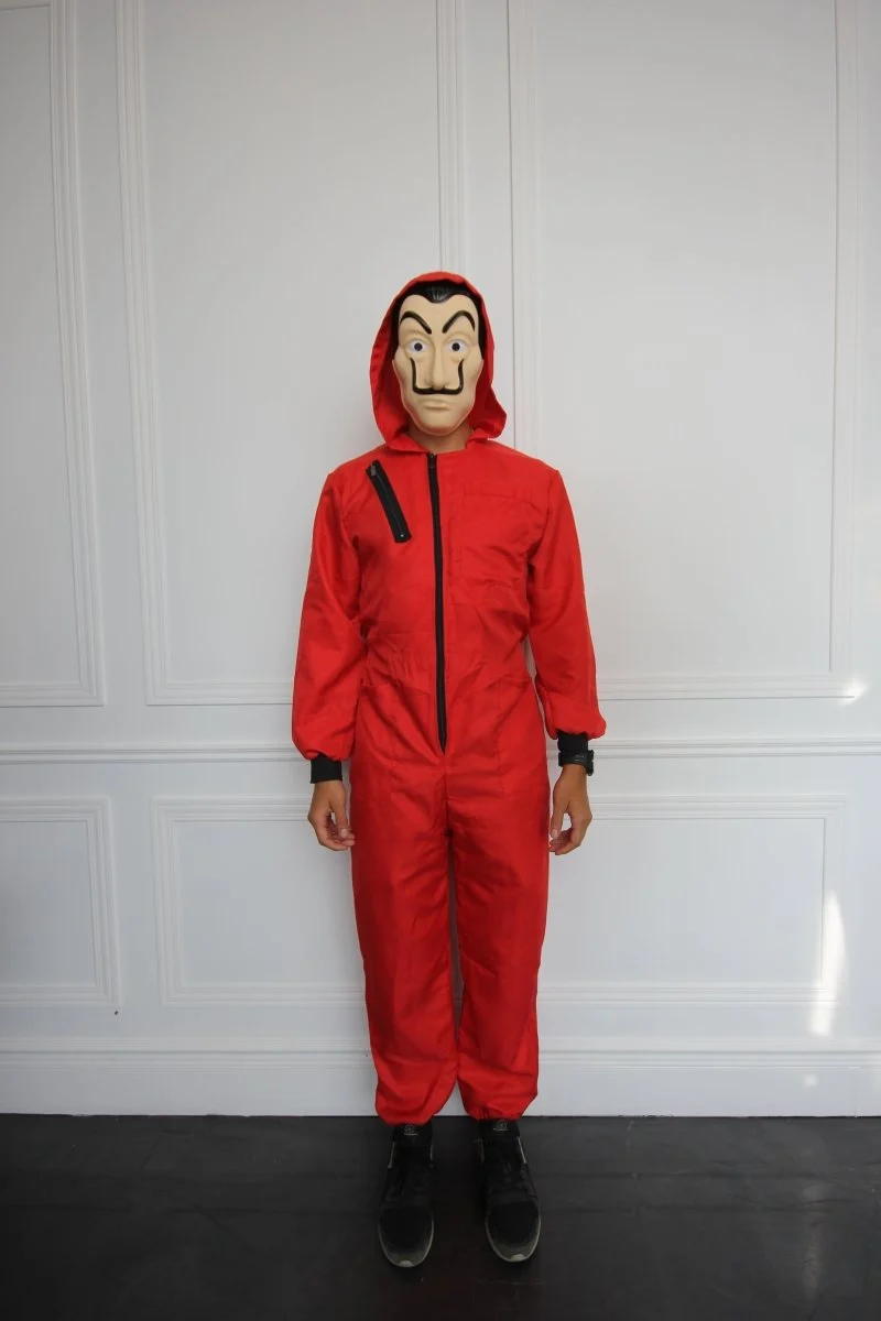 Red Jumpsuit Costume for Adults, La Case De Papel Inspired, Red Jumpsuit and Mask