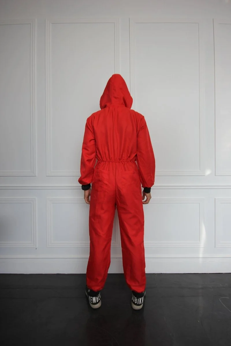 Red Jumpsuit Costume for Adults, La Case De Papel Inspired, Red Jumpsuit and Mask