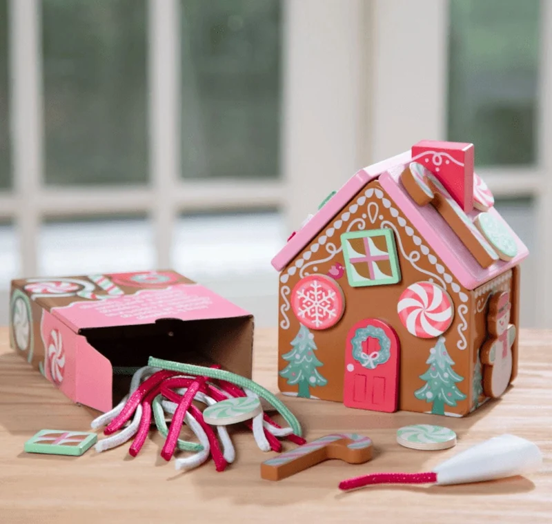 Melissa & Doug Wooden Gingerbread Playset 38-Piece Pink