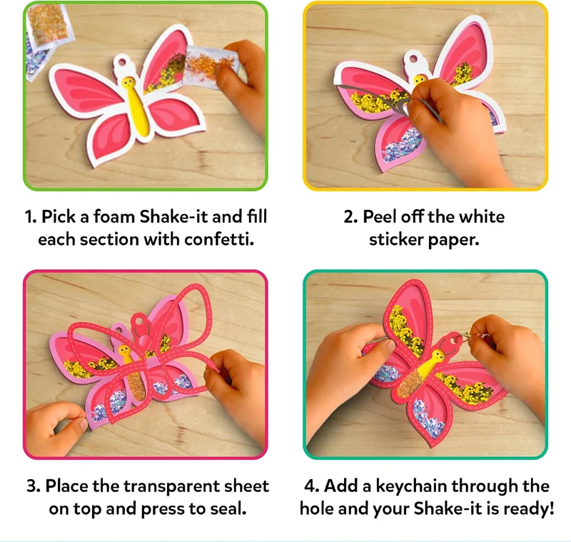 Skillmatics Shake-its Glitter Craft Kit for Kids Flowers & Butterflies