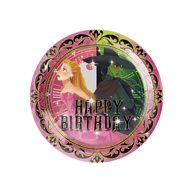 Evil Witch Birthday Small Round Dessert Paper Plates, Wicked Inspired, 7 Inches, 10 Count