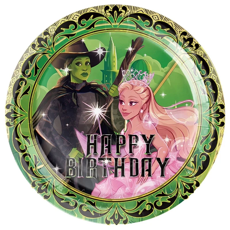Evil Witch Birthday Large Round Lunch Paper Plates, Wicked Inspired, 9 Inches, 10 Count