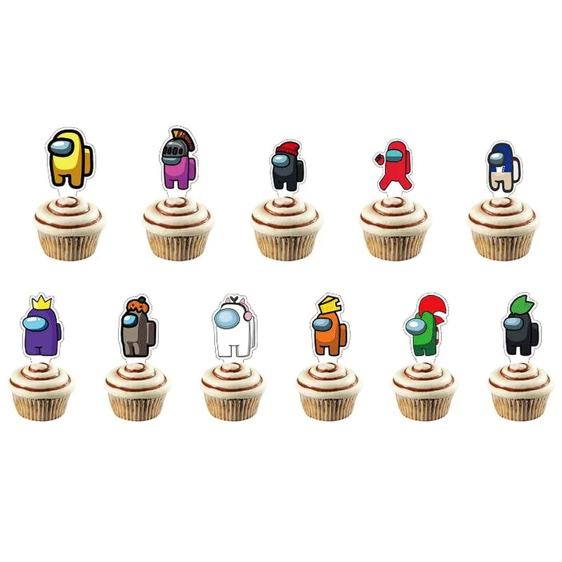 Impostor Cupcake Toppers, Among Us Inspired, 12 Count