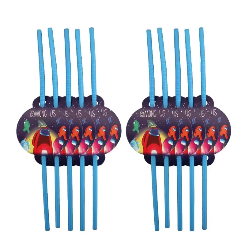 Impostor Plastic Straws, Among Us Inspired, 10 Count