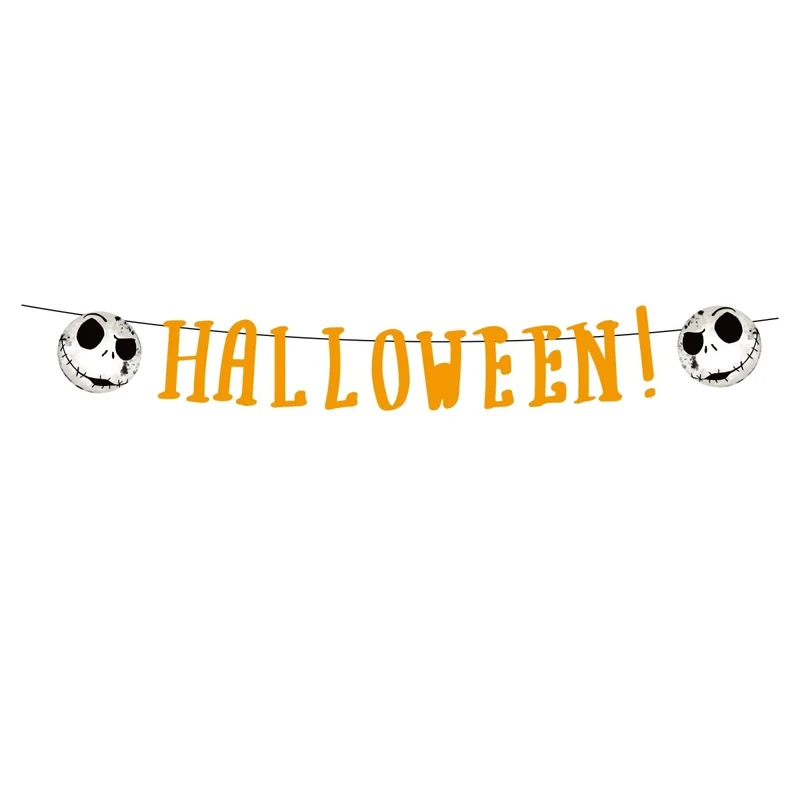 Fright Before Holidays Halloween Paper Banner, Nightmare Before Christmas Inspired, 118 Inches, 1 Count