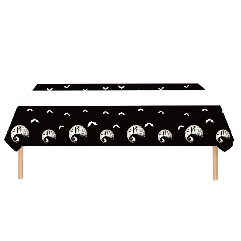 Fright Before Holidays Rectangular Paper Table Cover, Nightmare Before Christmas Inspired, 47 x 70 Inches, 1 Count