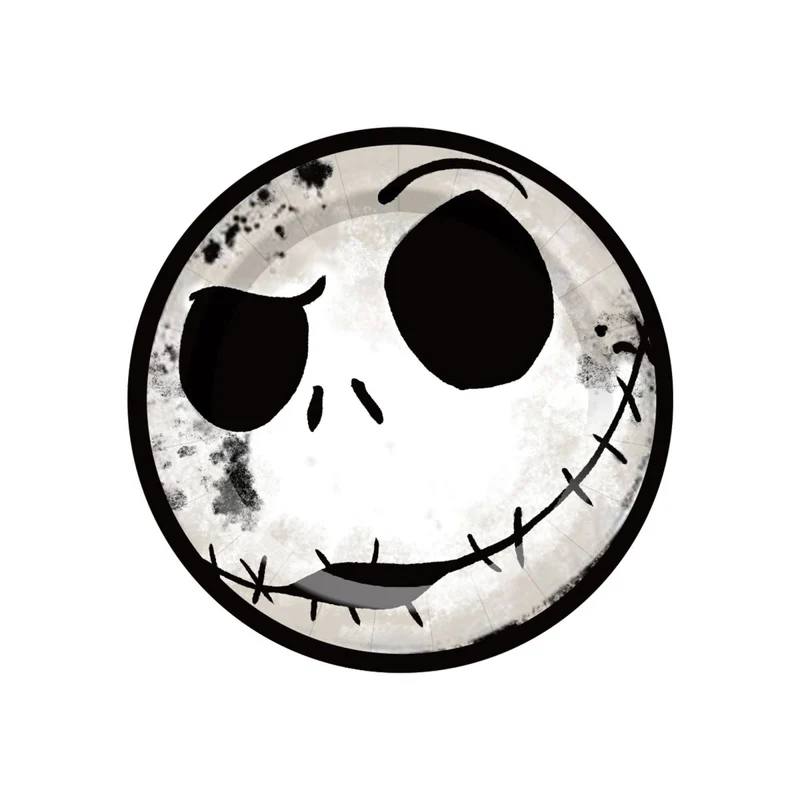 Fright Before Holidays Small Round Dessert Paper Plates, Nightmare Before Christmas Inspired, 7 Inches, 8 Count