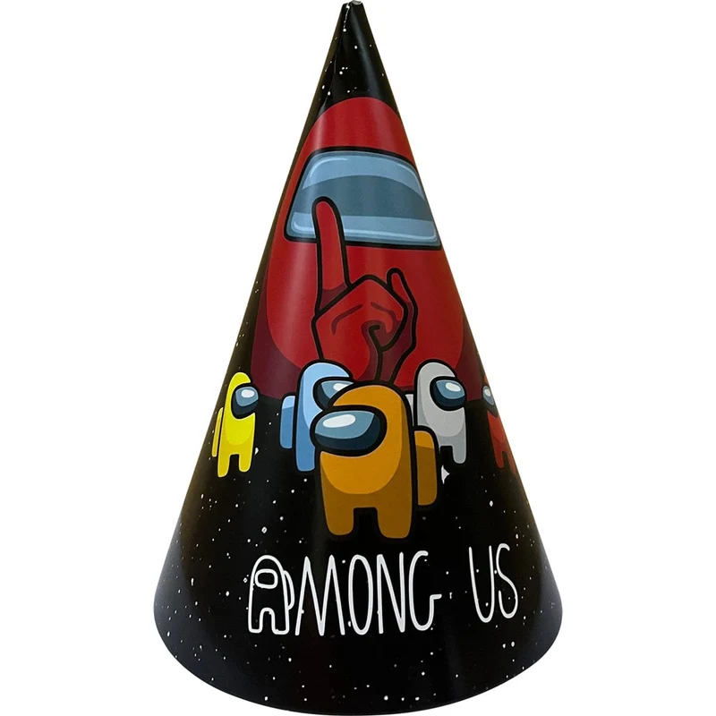 Impostor Paper Birthday Hats, Among Us Inspired, 6 Count