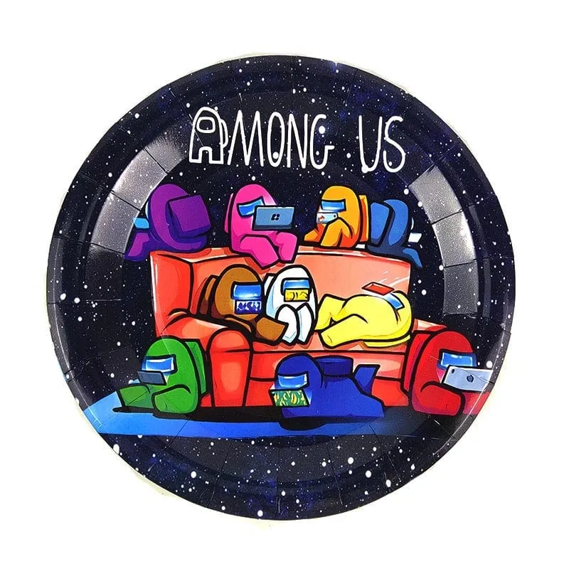 Impostor Round Lunch Paper Plates, Among Us Inspired, 9 in, 10 Count