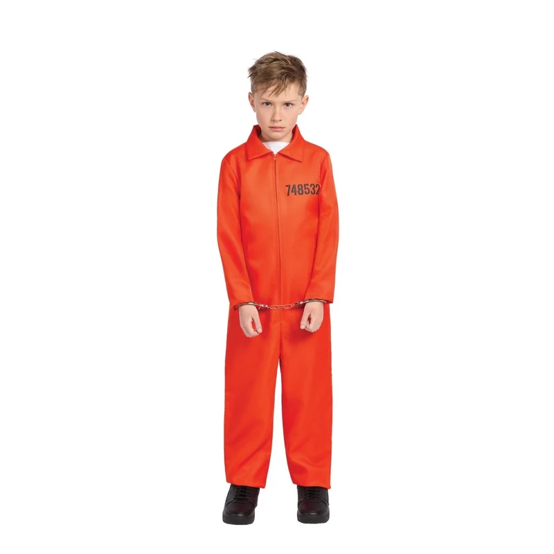 Prisoner Costume for Kids, Orange Jumpsuit
