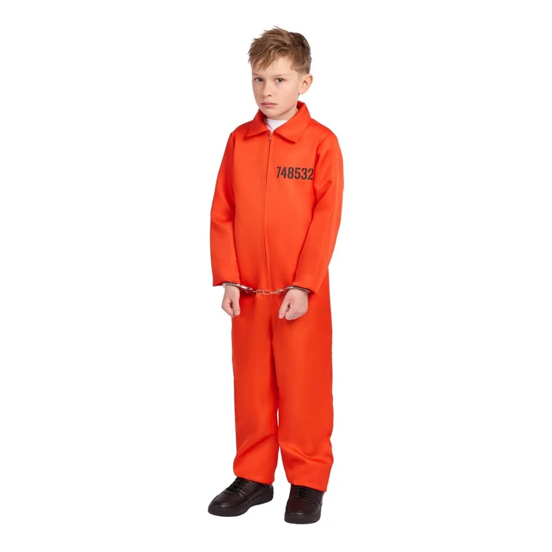 Prisoner Costume for Kids, Orange Jumpsuit