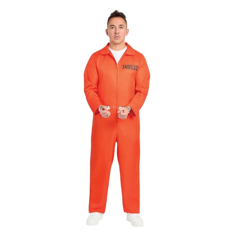 Prisoner Costume for Adults, Orange Jumpsuit