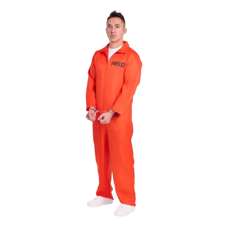 Prisoner Costume for Adults, Orange Jumpsuit