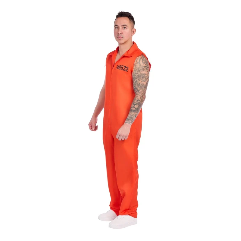 Sexy Prisoner Costume for Adults, Orange Jumpsuit