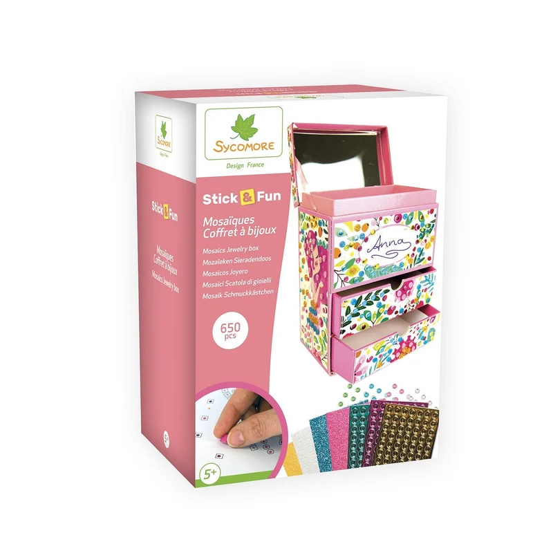 Sycomore Stick'N Fun 3D Mosaics Jewelry Box Craft Kit