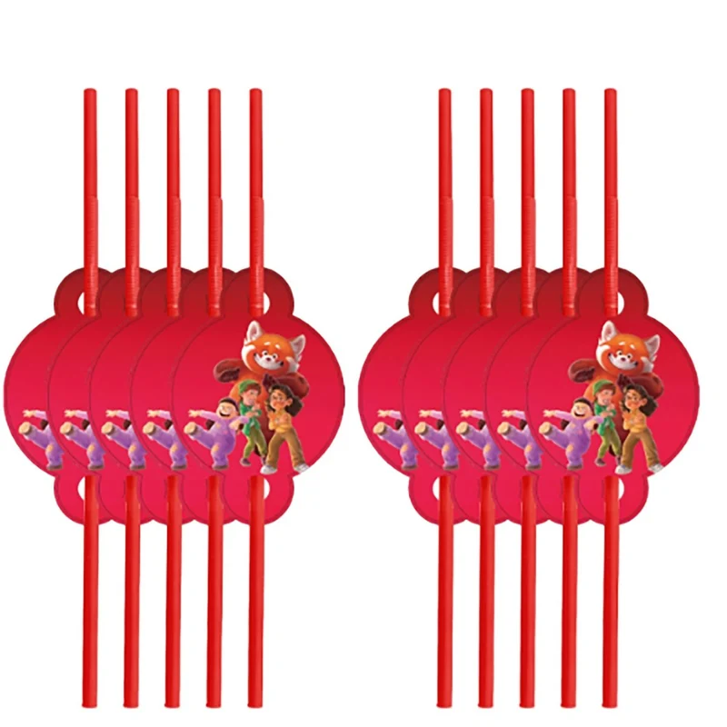 Becoming Red Birthday Plastic Straws, Turning Red Inspired, 10 Count