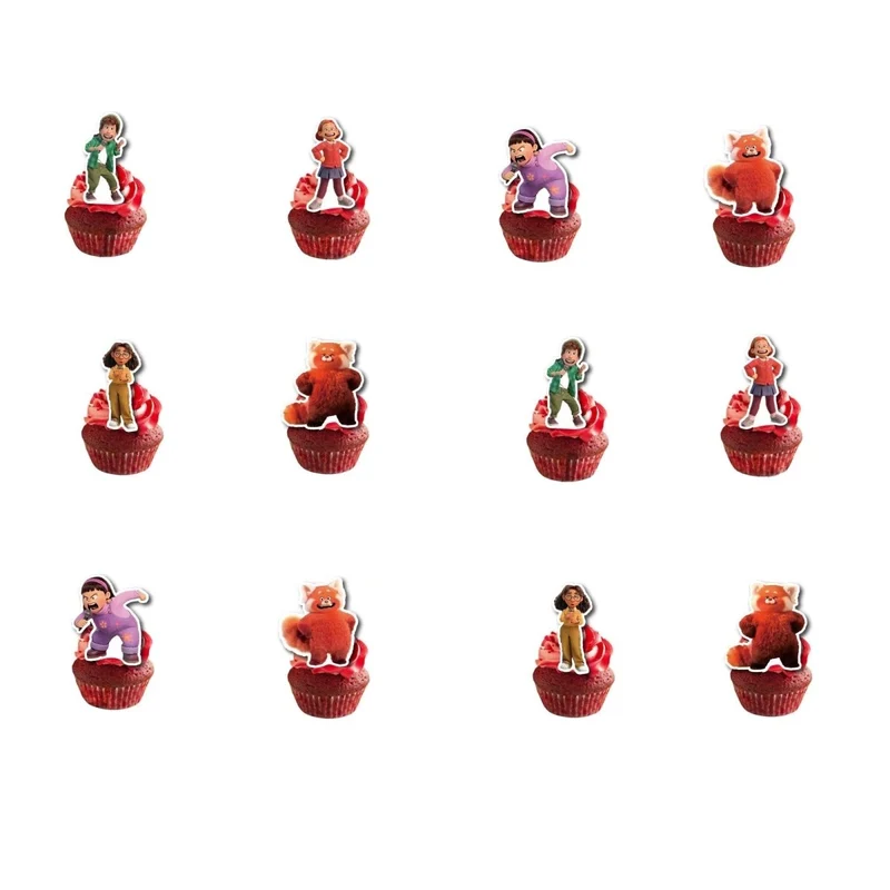 Becoming Red Birthday Cupcake Toppers, Turning Red Inspired, 12 Count