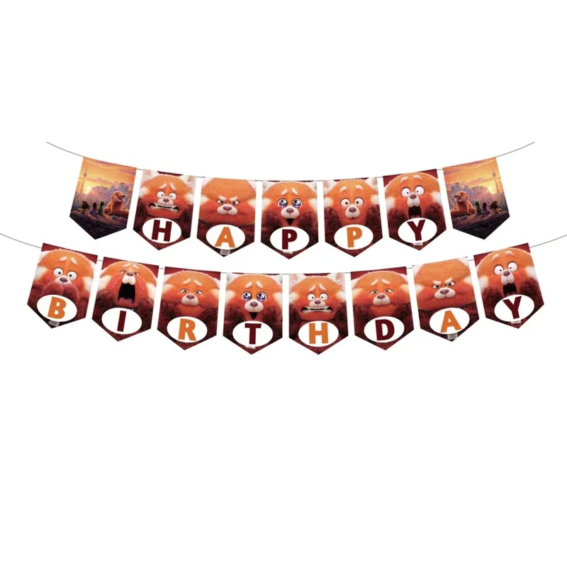 Becoming Red Happy Birthday Paper Banner, Turning Red Inspired, 79 Inches