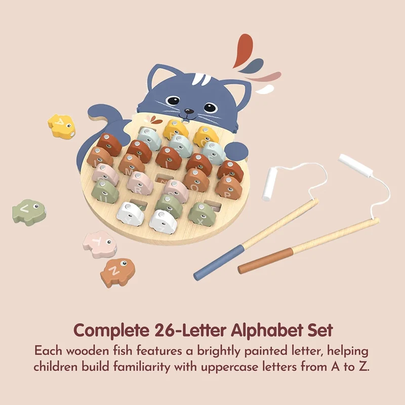 Magnetic Alphabet Fishing Game Wooden Educational Toy
