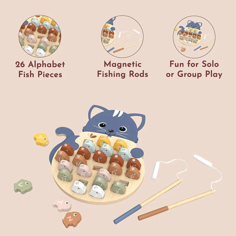 Magnetic Alphabet Fishing Game Wooden Educational Toy