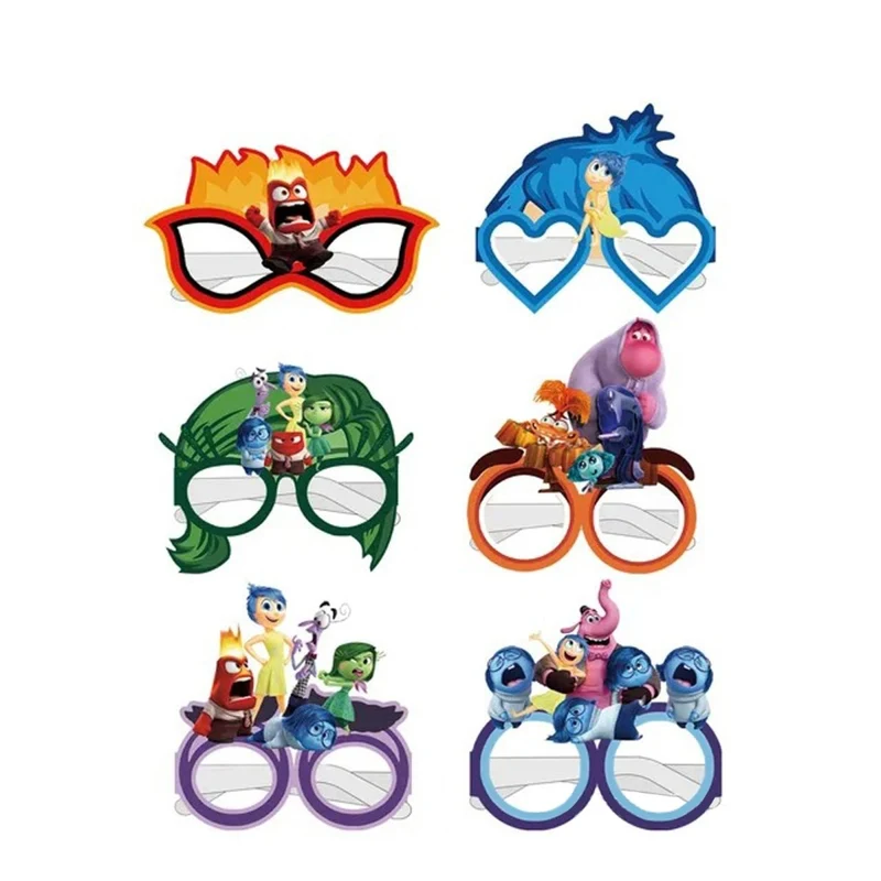 Colourful Emotions Birthday Paper Glasses, Inside Out Inspired, 12 Count