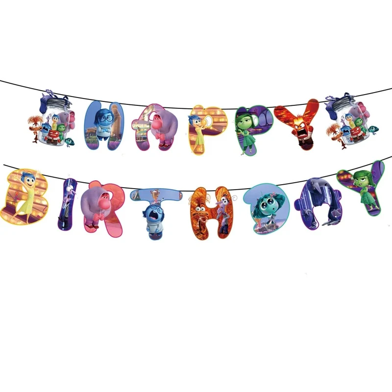 Colourful Emotions Happy Birthday Letter Paper Banner, Inside Out Inspired, 1 Count