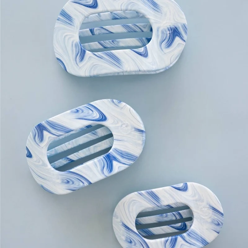 TELETIES Tide & True Large Flat Round Hair Clip Blue