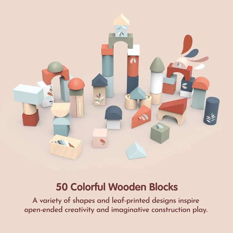 Speedy Monkey Wooden Building Blocks Set 50 Pieces