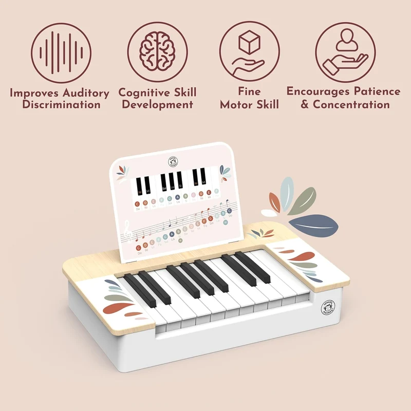 Speedy Monkey Wooden Kids Piano Musical Keyboard 11-Inch