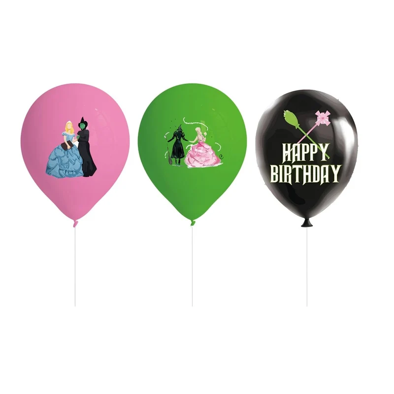 Evil Witch Birthday Latex Balloons, Wicked Inspired, 12 Inches, 12 Count