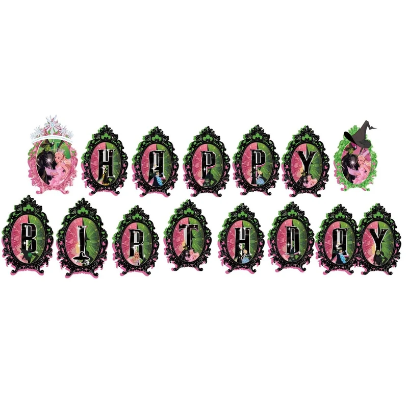 Evil Witch Happy Birthday Paper Banner, Wicked Inspired, 79 Inches, 1 Count