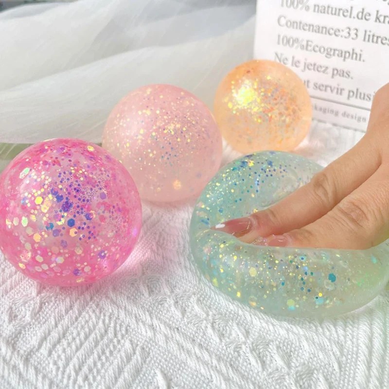 Balle transparente antistress rose strass