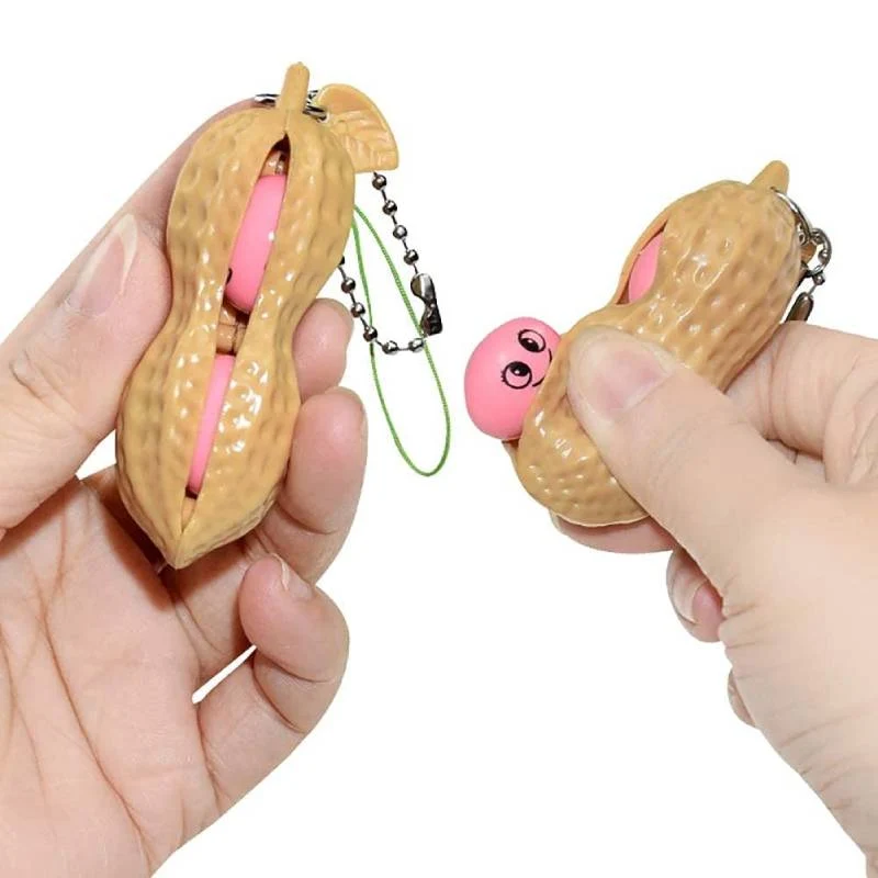 Petite balle cacahuète antistress porte-clef