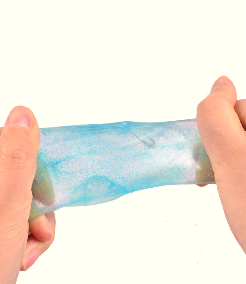 Balle anti stress à paillette transparente bleu